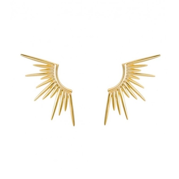 Jewelry - Radiance Sun Wings Light Rays 18k Gold Plated S925 Stud Pierced Earrings 2pc